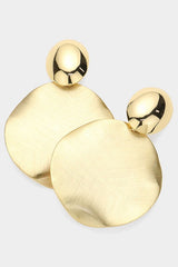 Sunset Glow 14K Gold Brushed Dangle Earrings - Gold