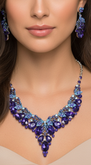Crystal Blue Teardrop Glass Vine Collar Necklace