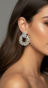 Round Gold Crystal Drop Earrings