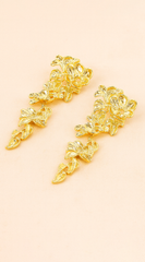 Leya Multi Metal Gold Dip Flower Earrings - Gold