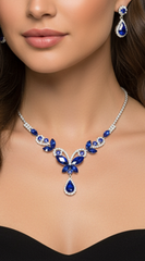 Butterfly Marquise Rhinestone Blue Necklace & Earrings Set
