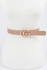 Glossy Beige CG Buckle Belt