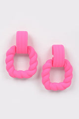 Simple But Chic Fuchsia Pink Square Earrings
