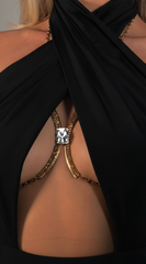 Dazzle Embrace Rhinestone Bra Chain - Gold