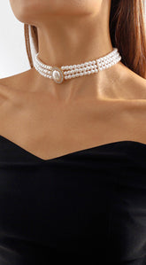 Kaya Vintage Pearl Choker Necklace - White