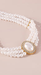 Kaya Vintage Pearl Choker Necklace - White
