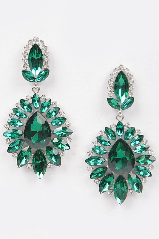 Ada Rhinestone Earrings - Green