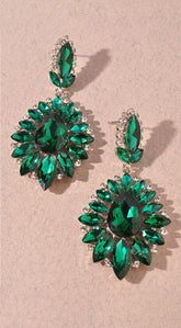 Ada Rhinestone Earrings - Green
