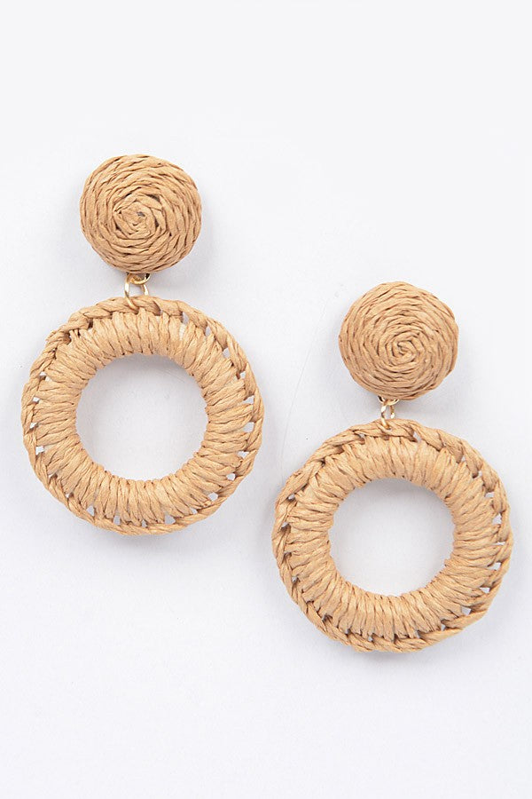 O Ring Bamboo Earrings - Khaki