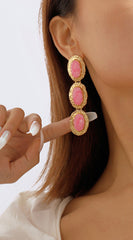 Lia Tiered Enamel Drop Earrings - Pink