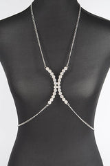 Crystal Glam Rhinestone Bra Chain - Silver