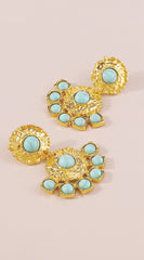 Cia Vintage Turquoise Drop Dangle Earrings - Gold