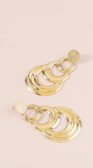 Rola Layered Metal Round Drop Dangle Earrings - Gold