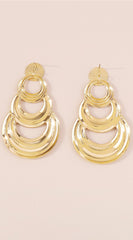 Rola Layered Metal Round Drop Dangle Earrings - Gold