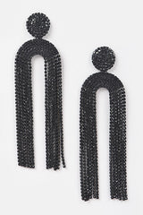 High Stakes Rhinestone Drop Earrings - Black