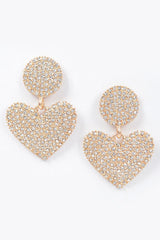 Lux Heart Rhinestone Earrings - Gold