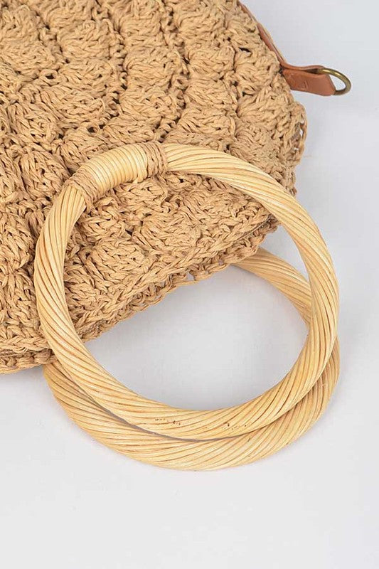 Baha Straw Round Handbag - Ivory