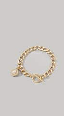 Crystal Link Charm Chain Crystal Bracelet - Gold