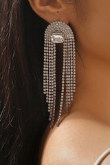 Glamour Rhinestone Cascade Earrings - Silver