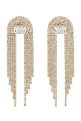 Glamour Rhinestone Cascade Earrings - Gold