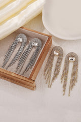 Glamour Rhinestone Cascade Earrings - Silver