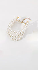 Perla Statement Layered Pearl Bracelet - White