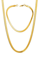 Chain Bracelet Necklace And Bracelet Set - Gold