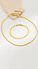 Chain Bracelet Necklace And Bracelet Set - Gold