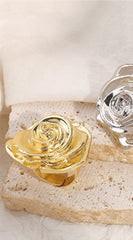 Yima Adjustable Metal Rose Flower Ring - Gold