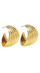 Twist Metal Striped Hoop Earrings - Gold