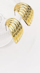 Twist Metal Striped Hoop Earrings - Gold