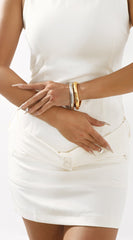 Bea Geometric Chunky Metal Bangle Bracelet - Gold