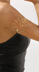 Nira Metal Flower Vortex Arm Cuff Bracelet -Gold
