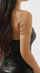 Nira Metal Flower Vortex Arm Cuff Bracelet -Gold