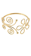 Nira Metal Flower Vortex Arm Cuff Bracelet -Gold