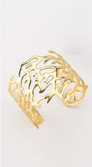 Vira Wide Hollow Metal Twig Cuff Bracelet- Gold