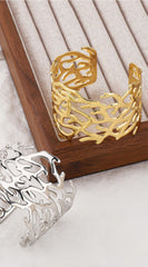 Vira Wide Hollow Metal Twig Cuff Bracelet- Gold