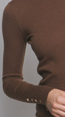 Gigi High Neck Long Sleeve Top - Brown