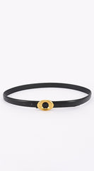 Maya Metal Buckle Faux Leather Belt - Black