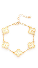 Gia Textured Clover Bracelet - Gold