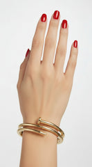 Double Wrap Nail Bangle - Gold