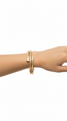 Double Wrap Nail Bangle - Gold