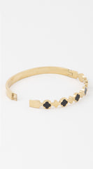 Sia Gold Clover Charm Clasp Bracelet - Black