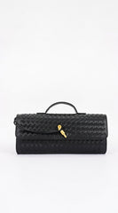 Milano Woven Clutch Handbag - Black