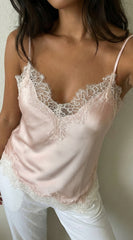 Vienna Lace Satin Cami - Pink