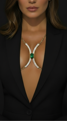 Elara Crystal Green Gem Bra Chain - Gold