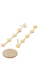 Emy Jeweled Clover Charm Drop Earrings - Ivory