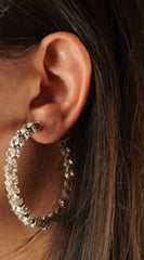 Mimi Rhinestone Hoop Earrings - Silver