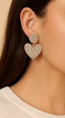 Lux Heart Rhinestone Earrings - Gold