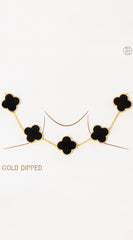 Eternal Gold Dipped Clover Necklace - Black